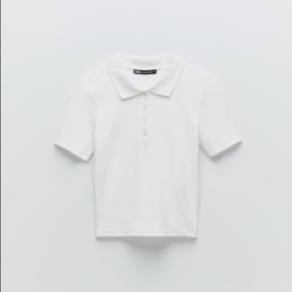 Zara Cropped Ribbed Polo